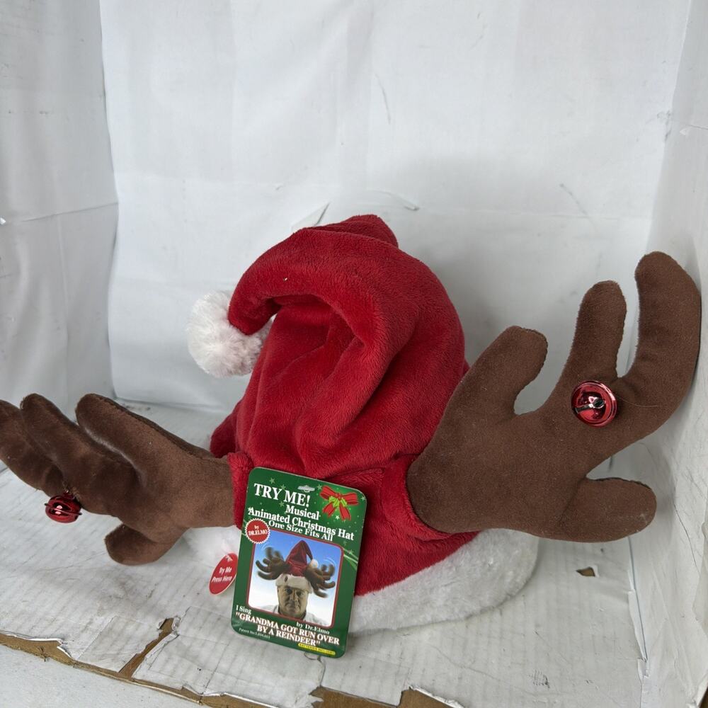 Vintage DanDee Musical Animated Christmas Hat By Dr Elmo Grandma Go Run Over New